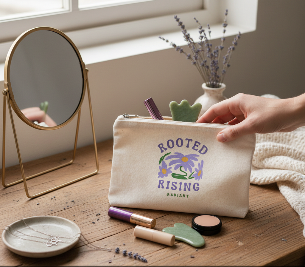 Pochette 100% coton recyclé | ROOTED | Compacte pour vos indispensables