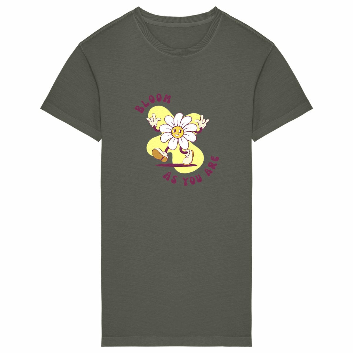 Chemise de nuit t shirt long  - face_kaki