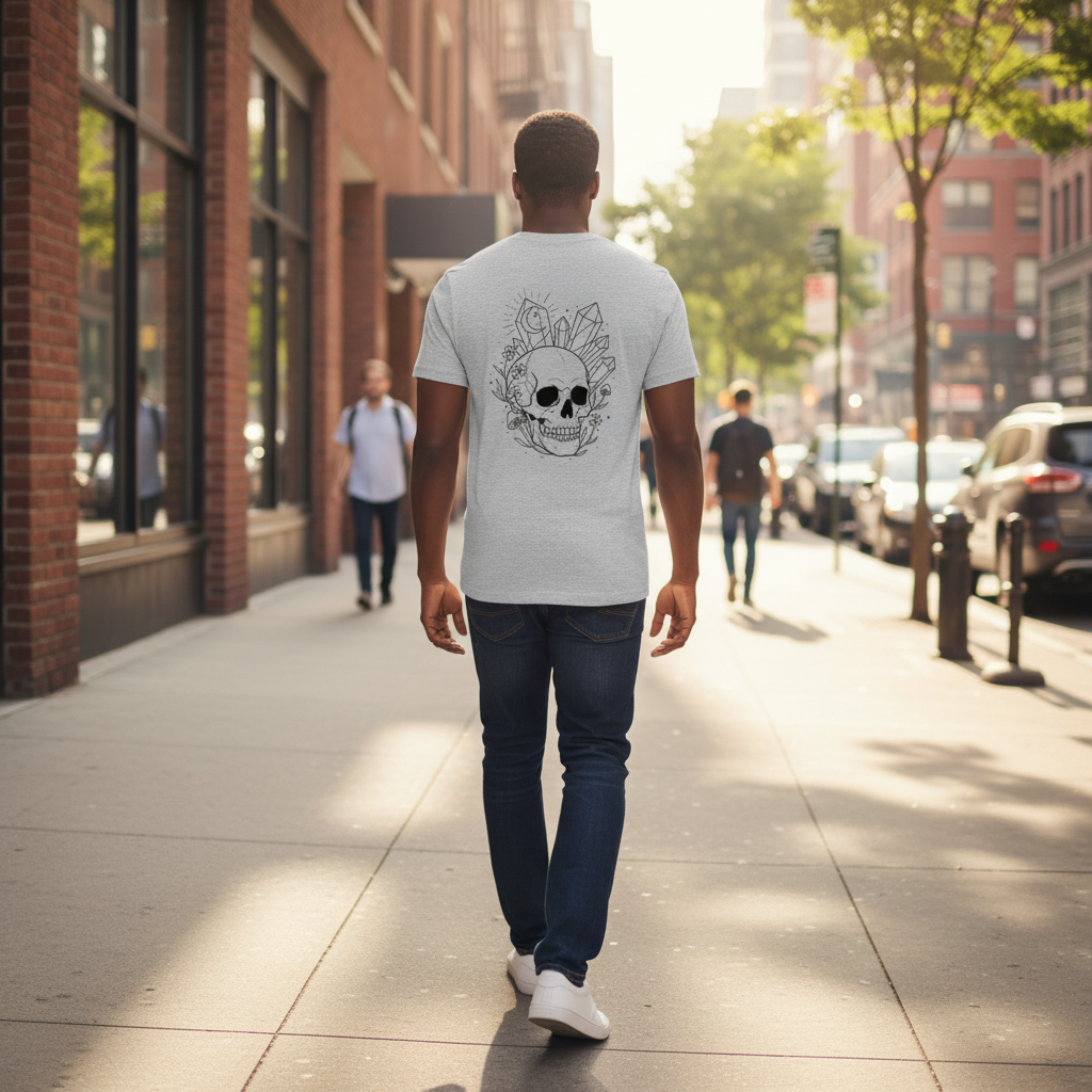 T-Shirt | Diamond Bloom Skull | 100% Coton Bio
